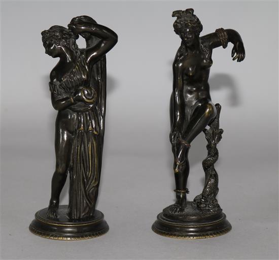 Two late 19th century Grand Tour bronzes, after the antique, 5.5in.